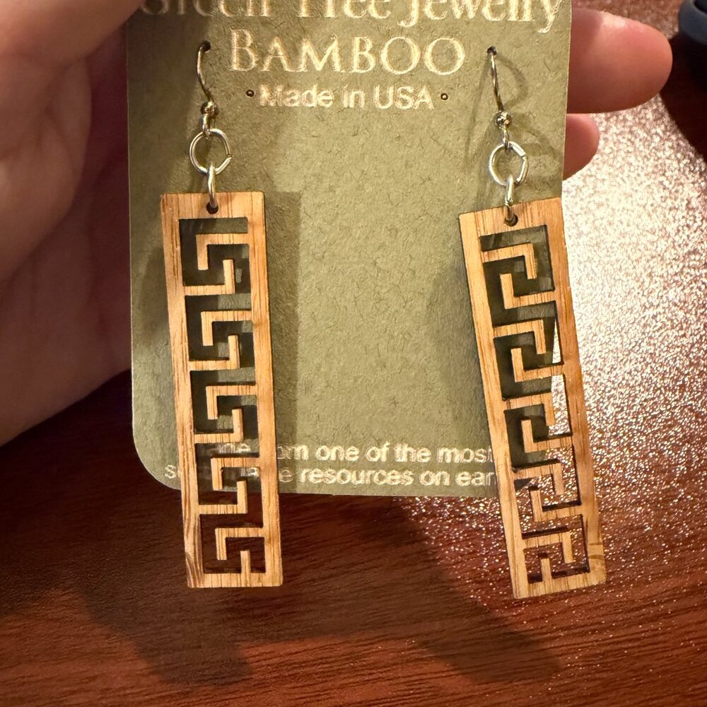Green Tree Bamboo Earrings "Greek"